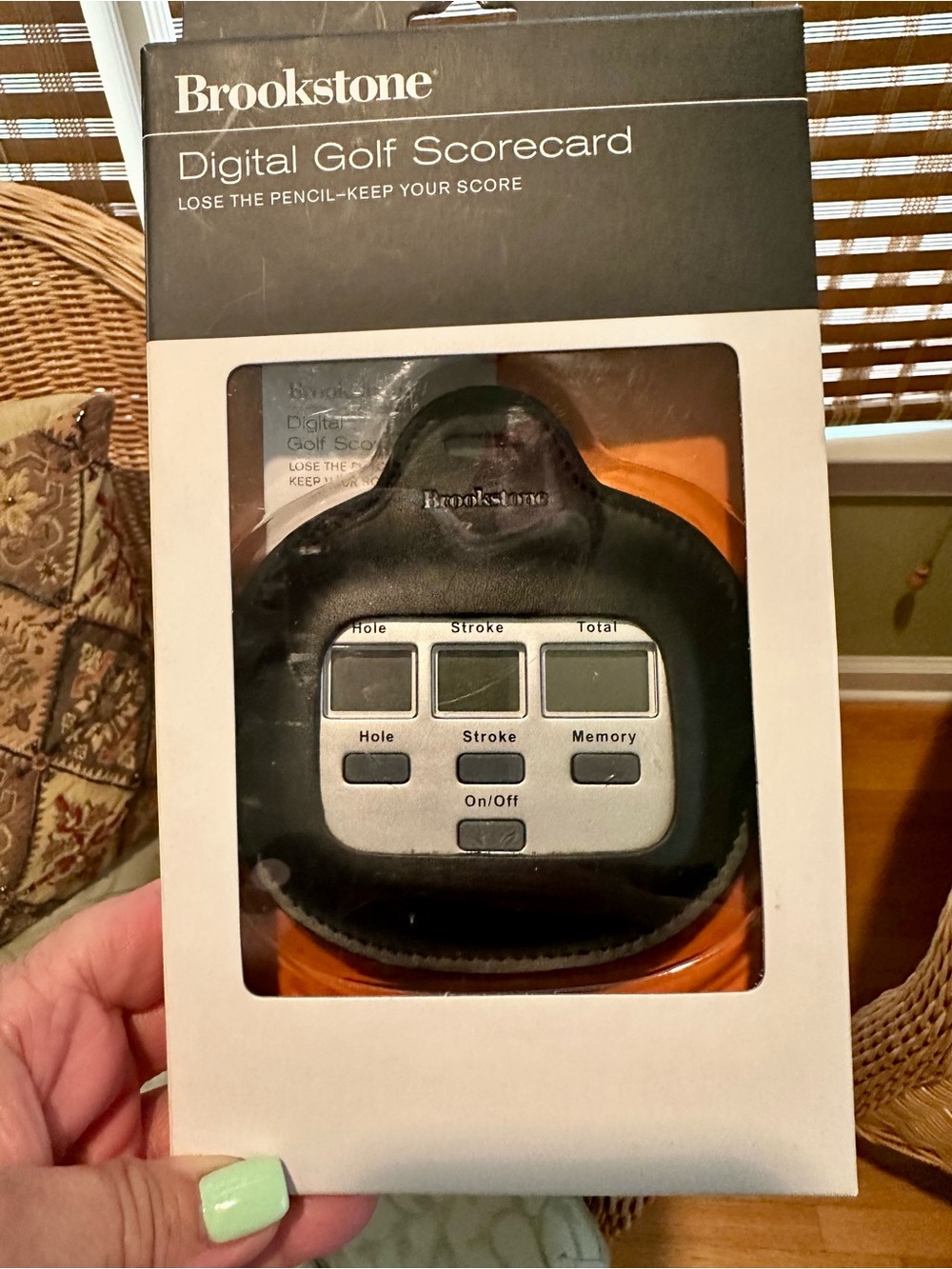 Brookstone White and Black Digital Golf Scorecard Packaging